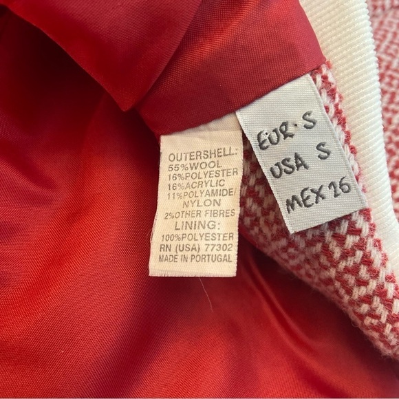 Women's  Zara Pink Double-Breasted Pea Coat Houndstooth Pattern Size Small - Picture 5 of 16